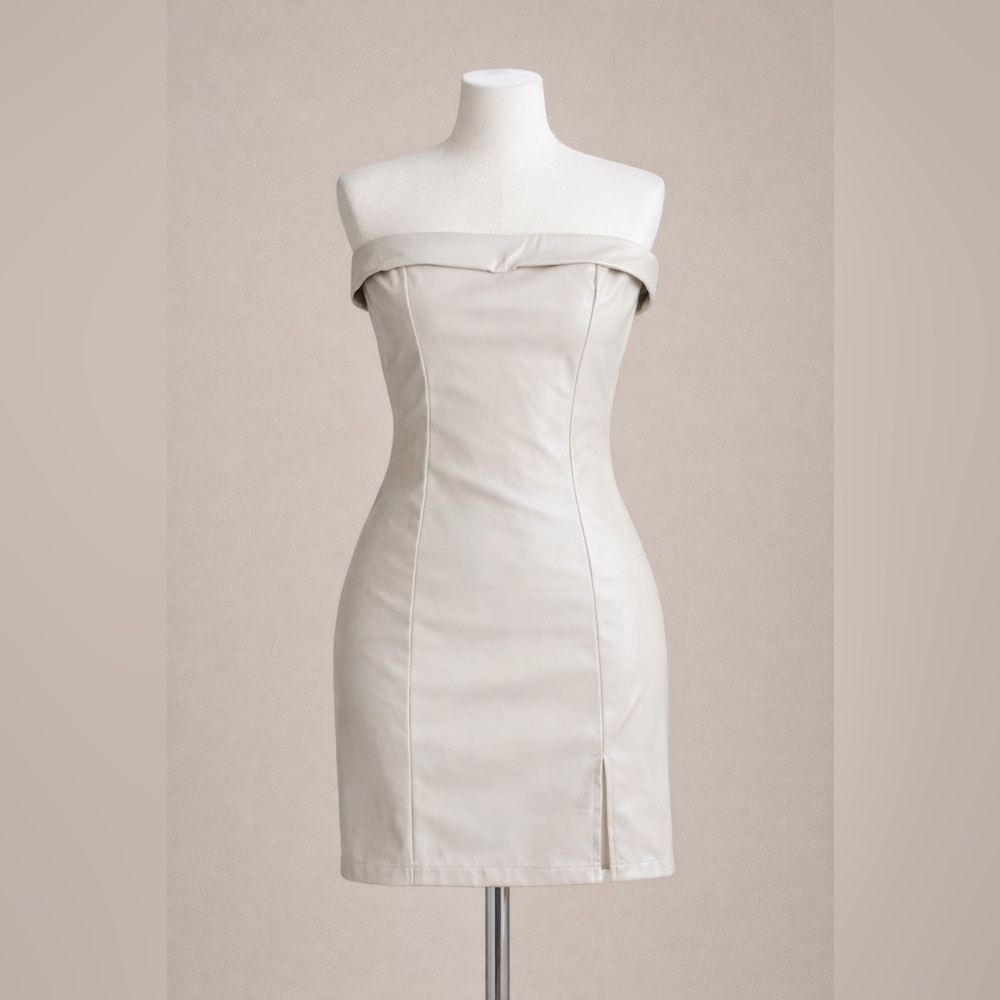 Elegant Strapless Cream Dress